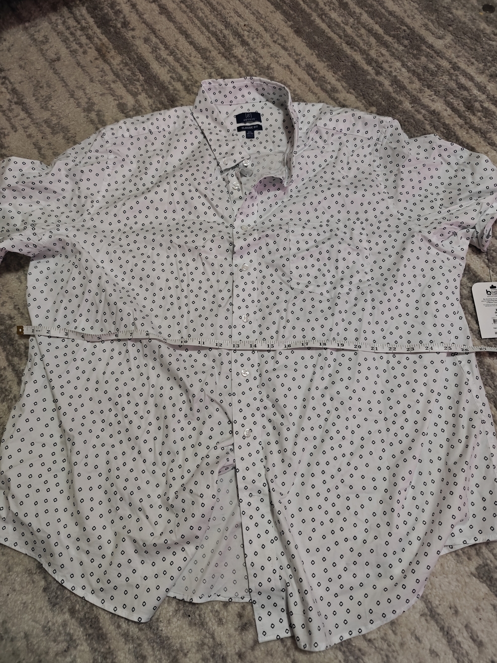 George White Men's Button-Down Shirt with Navy Geo Dots Mens Xxl Like New